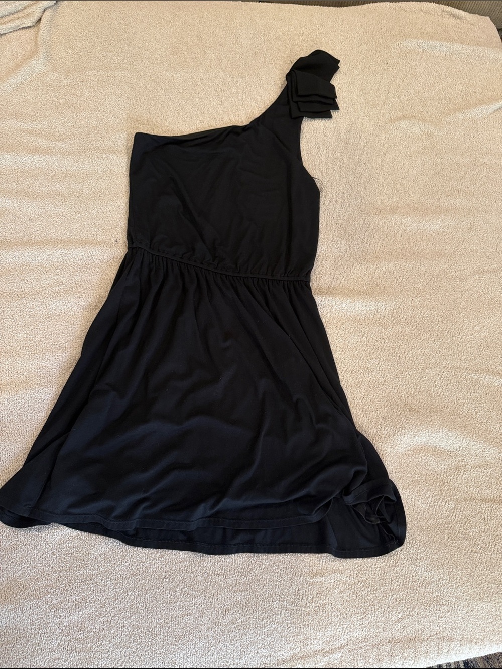 Express One-Shoulder Black Ruffle-Accent Dress